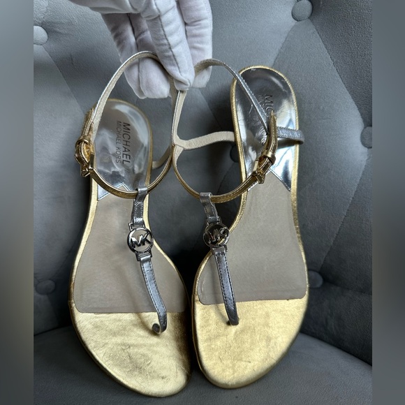Michael Kors Gold and Silver Sandals Elegant Design - Picture 1 of 13